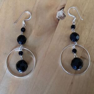 STERLING SILVER 925 BLACK ONYX WOMAN EARRINGS​